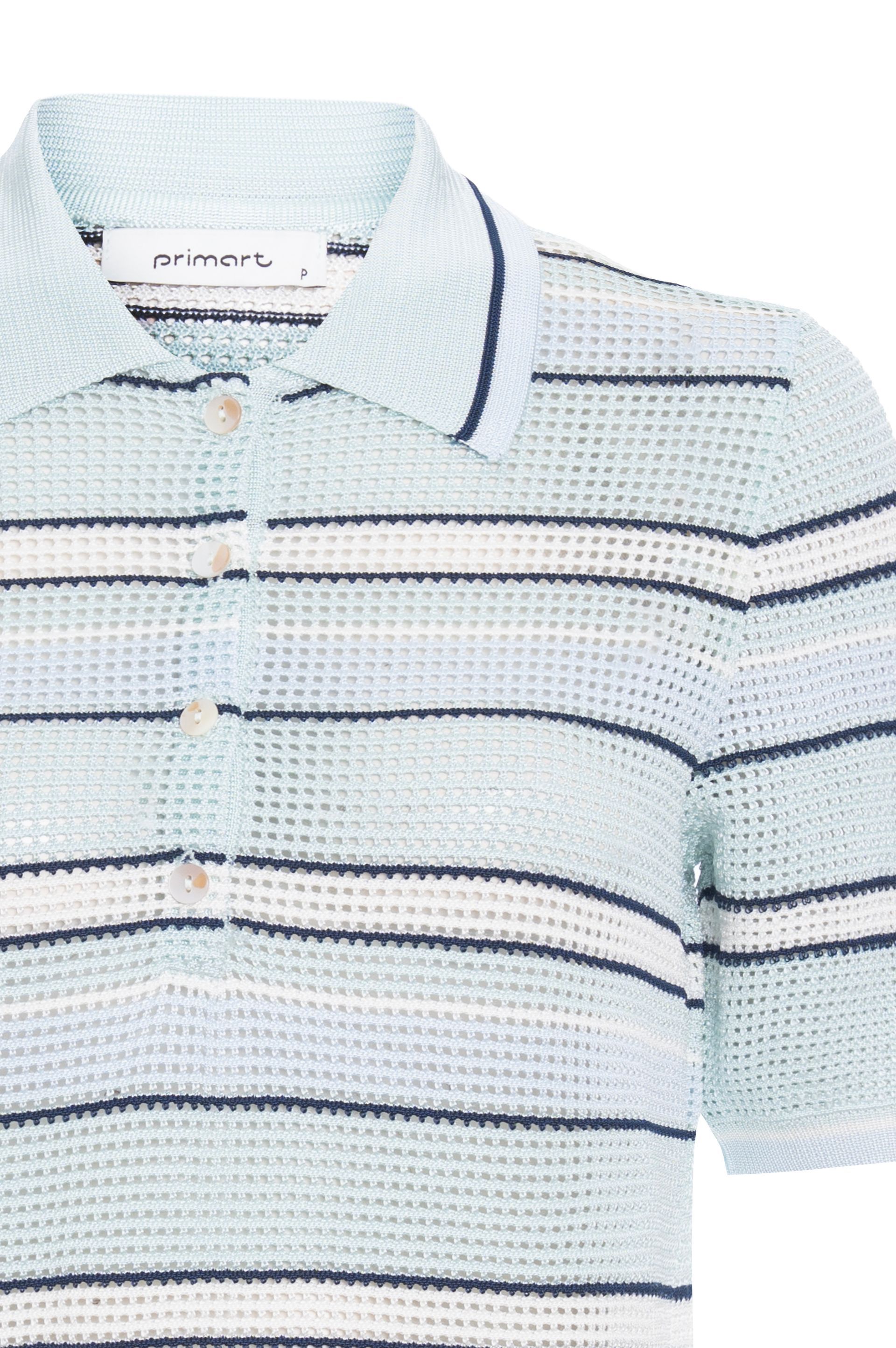 Blusa listrada gola polo Camila - Acqua