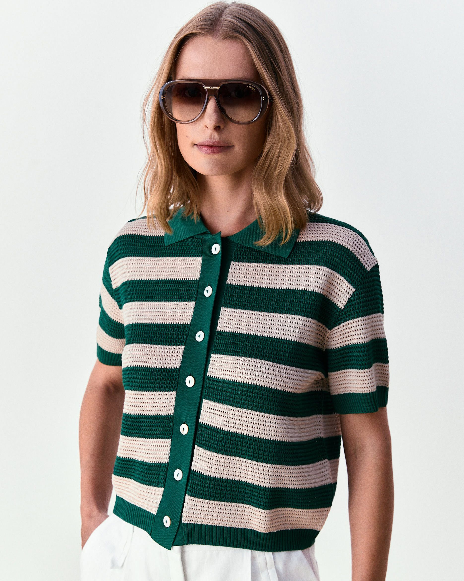 Camisa listrada polo Ava - Esmeralda