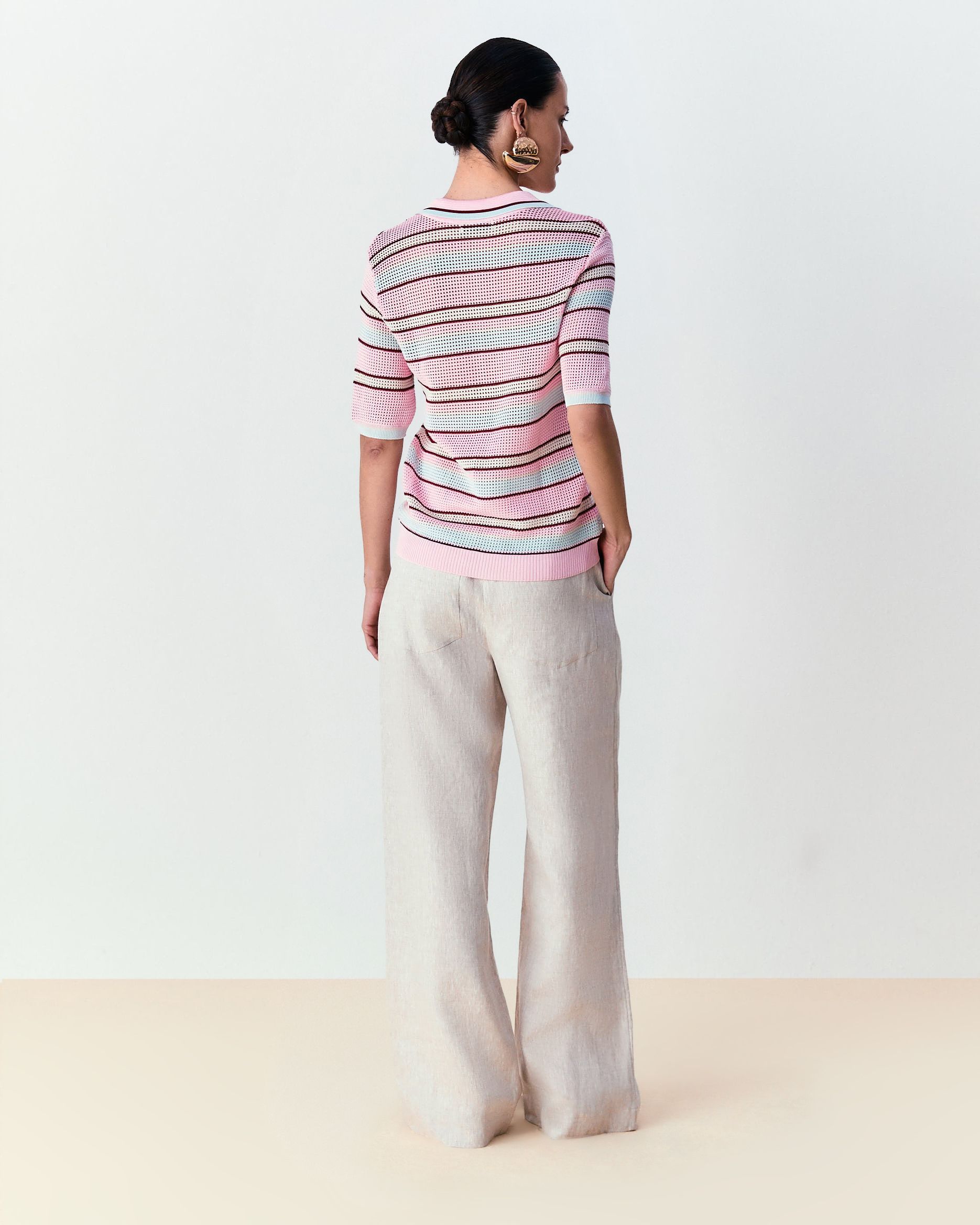 Blusa listrada gola polo Camila - Ballet
