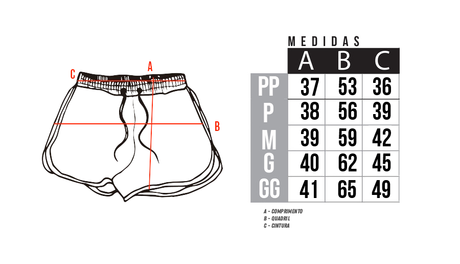Medidas Long Shorts Veludo