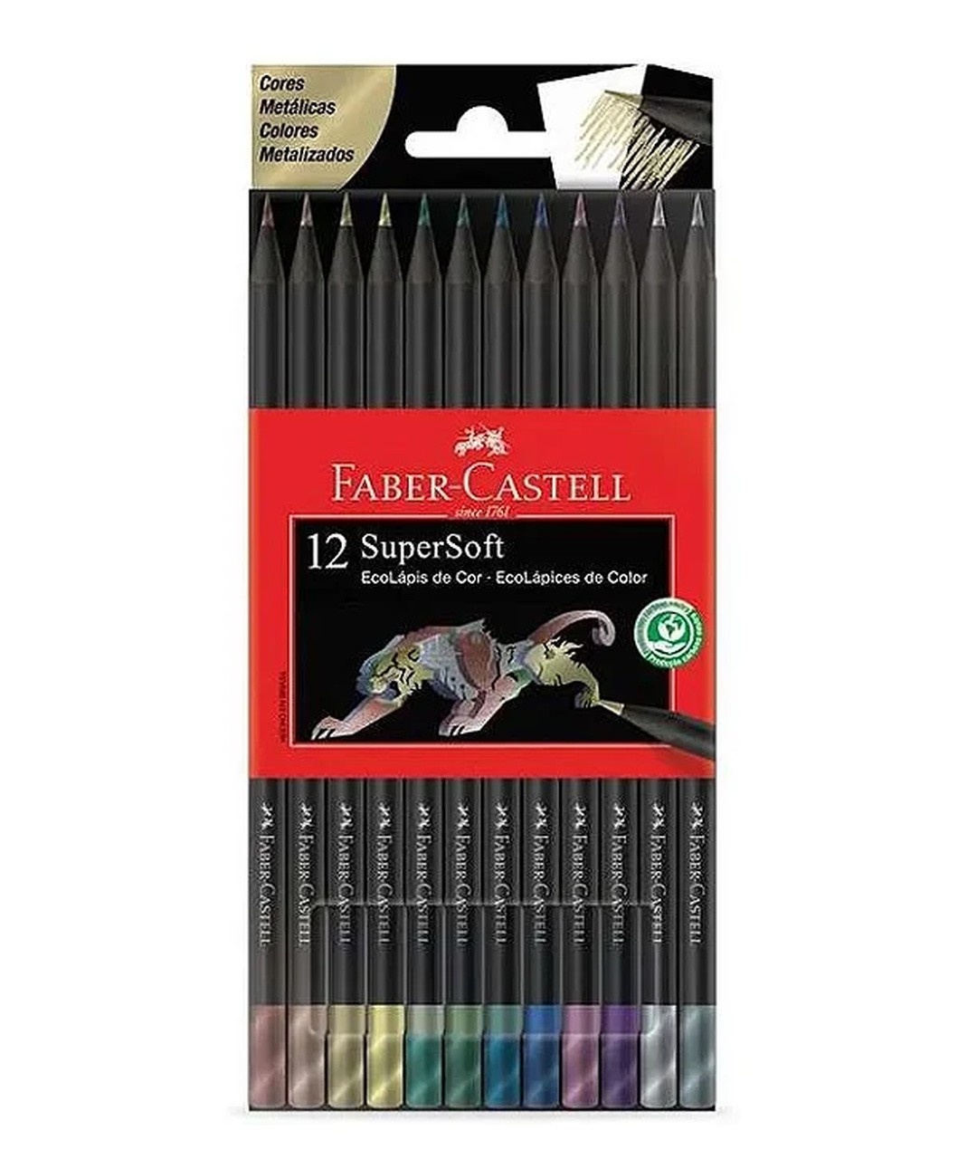 Lápis De Cor Metalizado Com 12 Cores Faber Castell