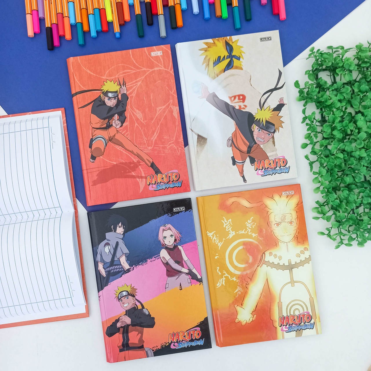 Caderno Desenho Naruto Lápis De Cor Carimbo Apontador e Borracha Kit  Escolar Naruto