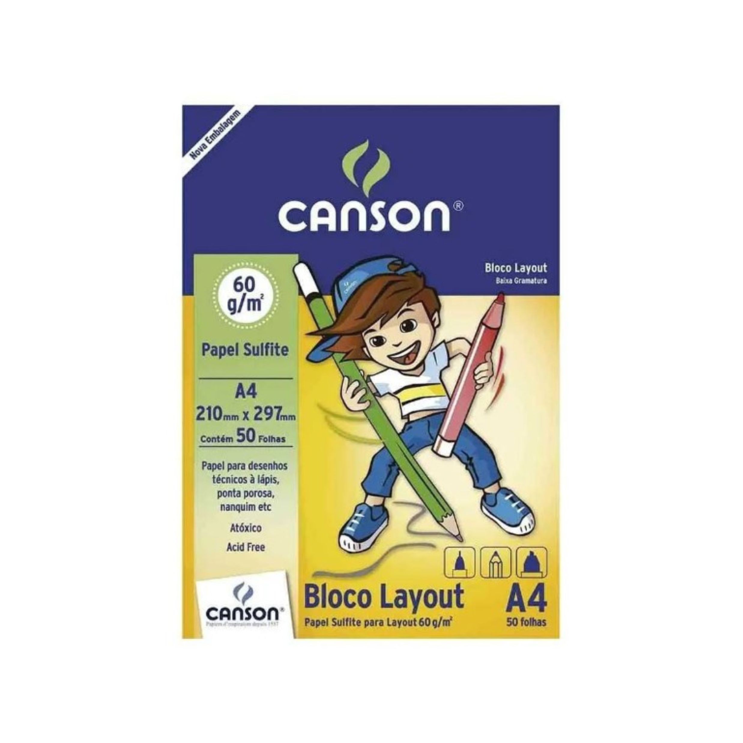 Bloco De Desenho Layout A4 50 Folhas 60 Gm² Canson Br Ltda 1423