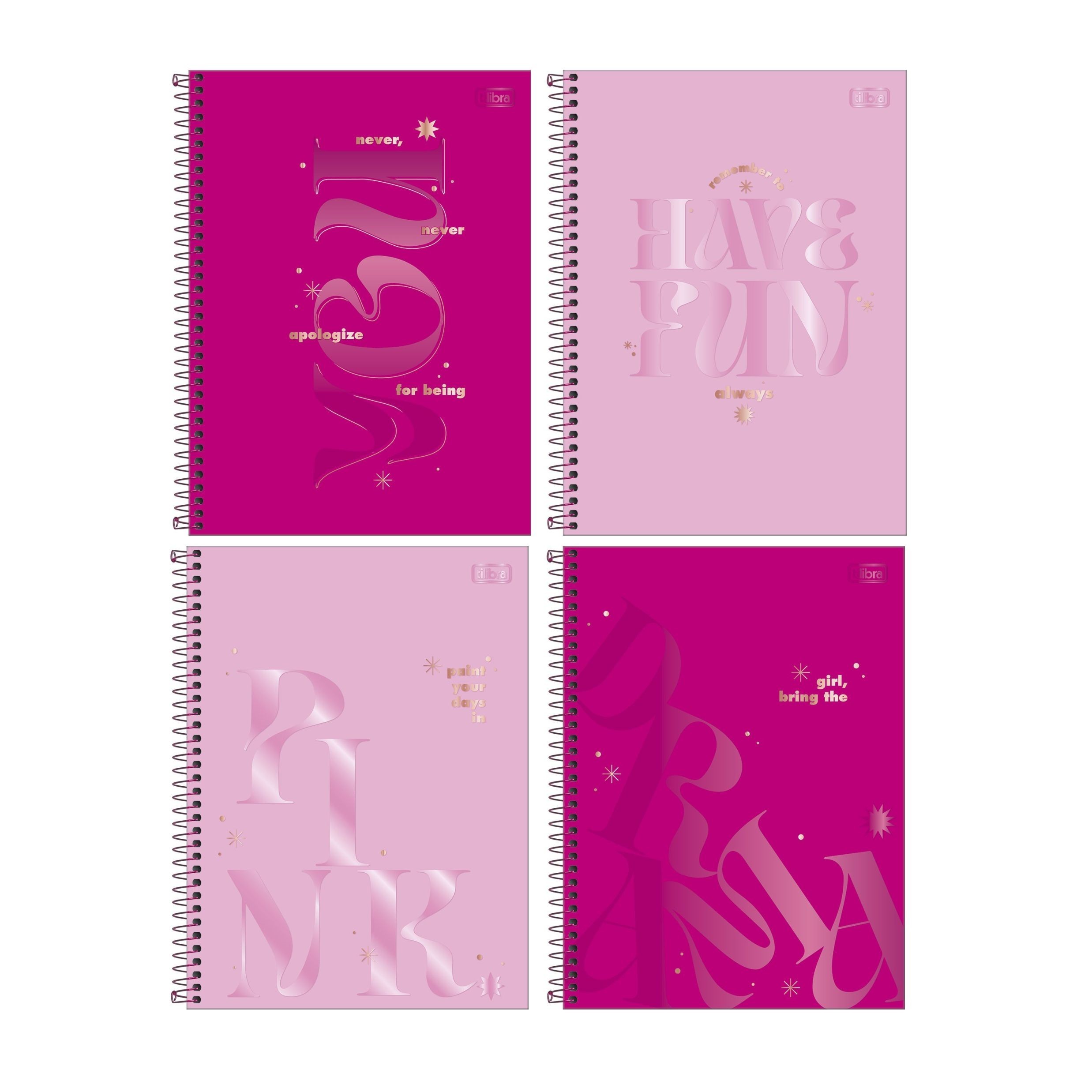 Caderno Espiral Capa Dura Universitário Love Pink 10 Matérias 160 Folhas 20 X 275 Cm Tilibra 7853