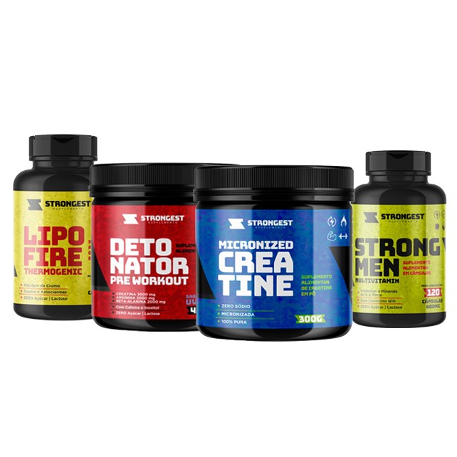 Detonator + Creatina + Strongmen + Lipofire - Strongest Supplements