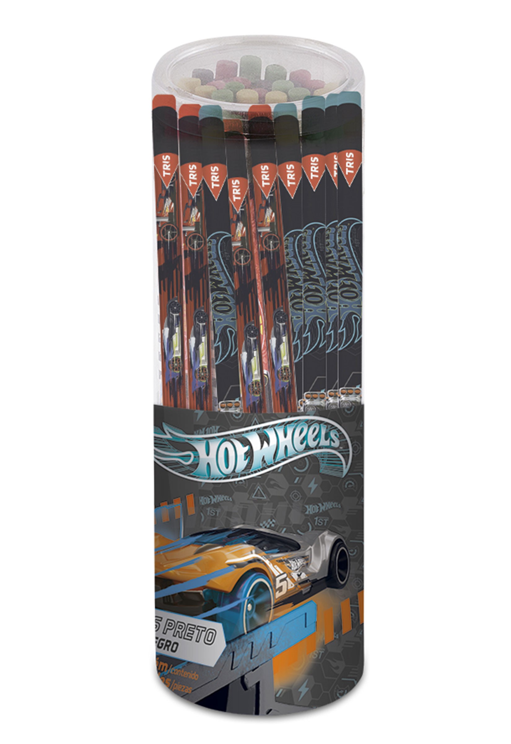 Lápis Preto – HB – Pote C/36 UN – Hot Wheels - Tris