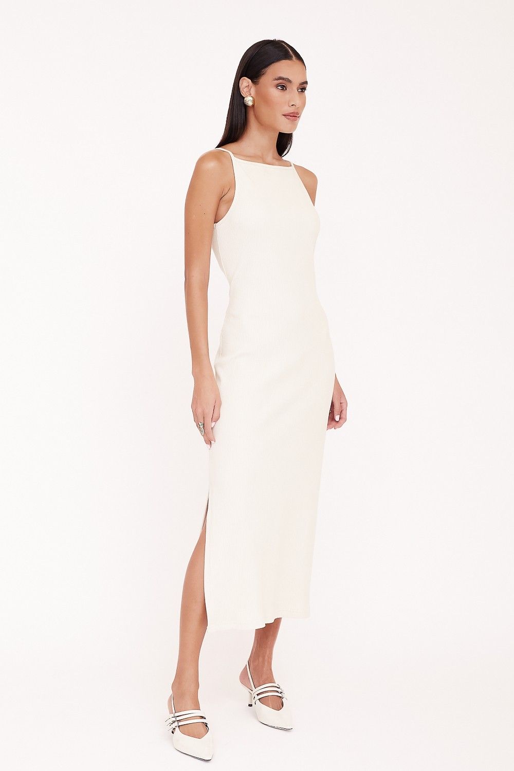Vestido Midi Canelado Alice 