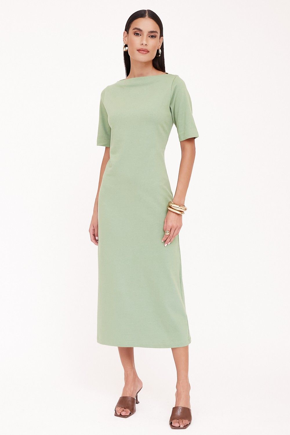 Vestido Midi Canoa Cotton 
