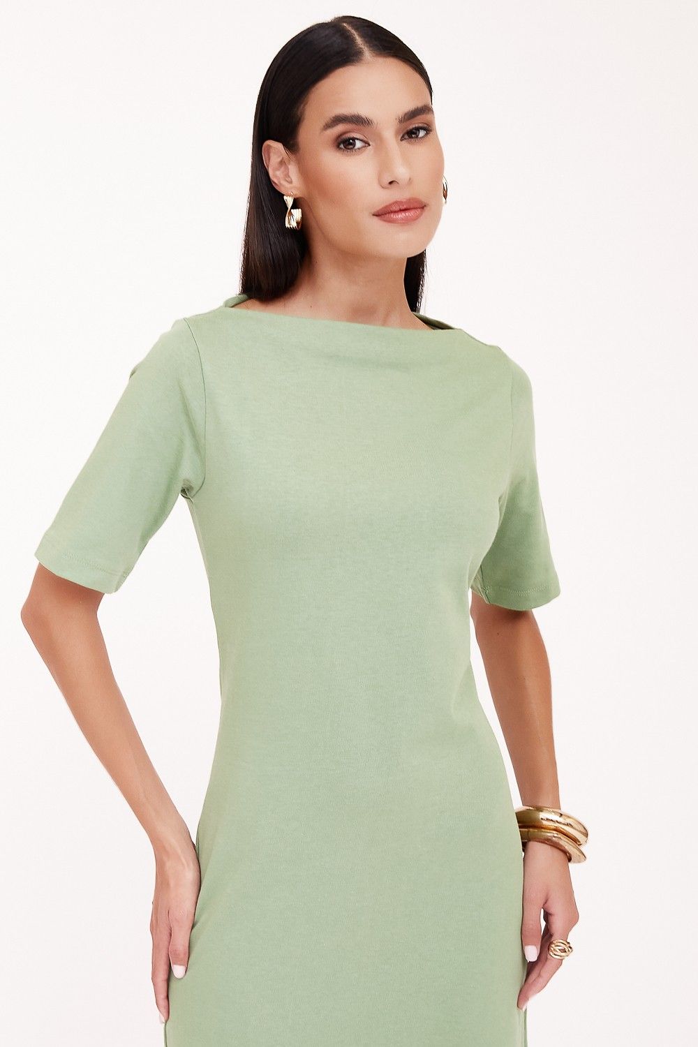 Vestido Midi Canoa Cotton 