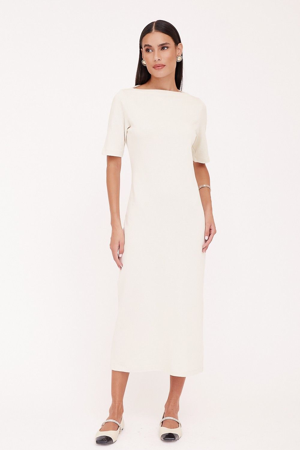 Vestido Midi Canoa Cotton 