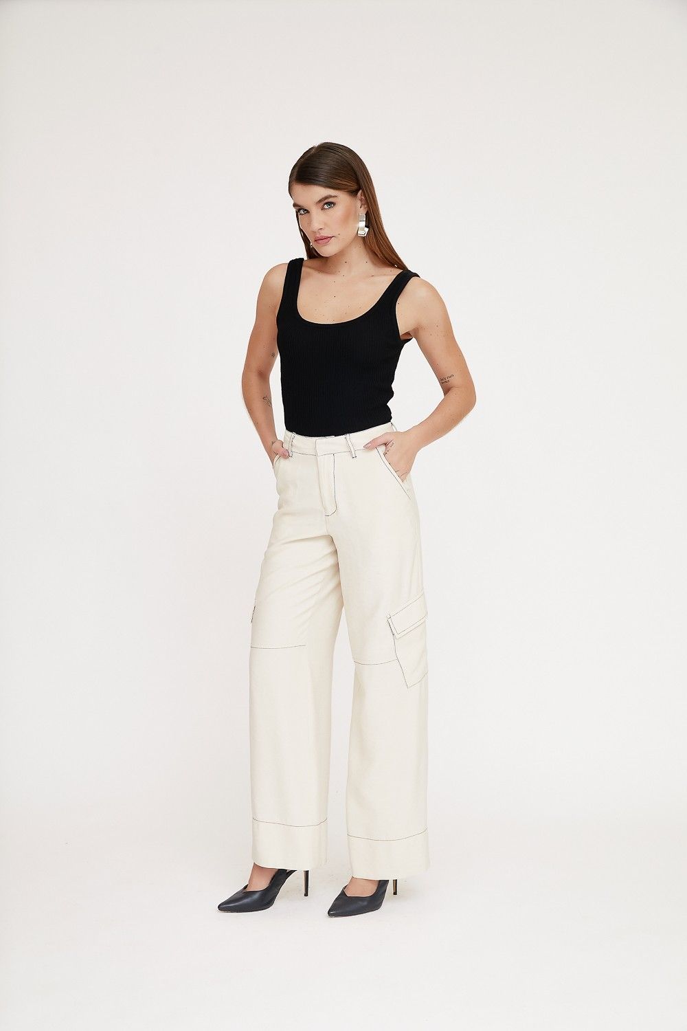 Calça Wide Leg Cargo Marie