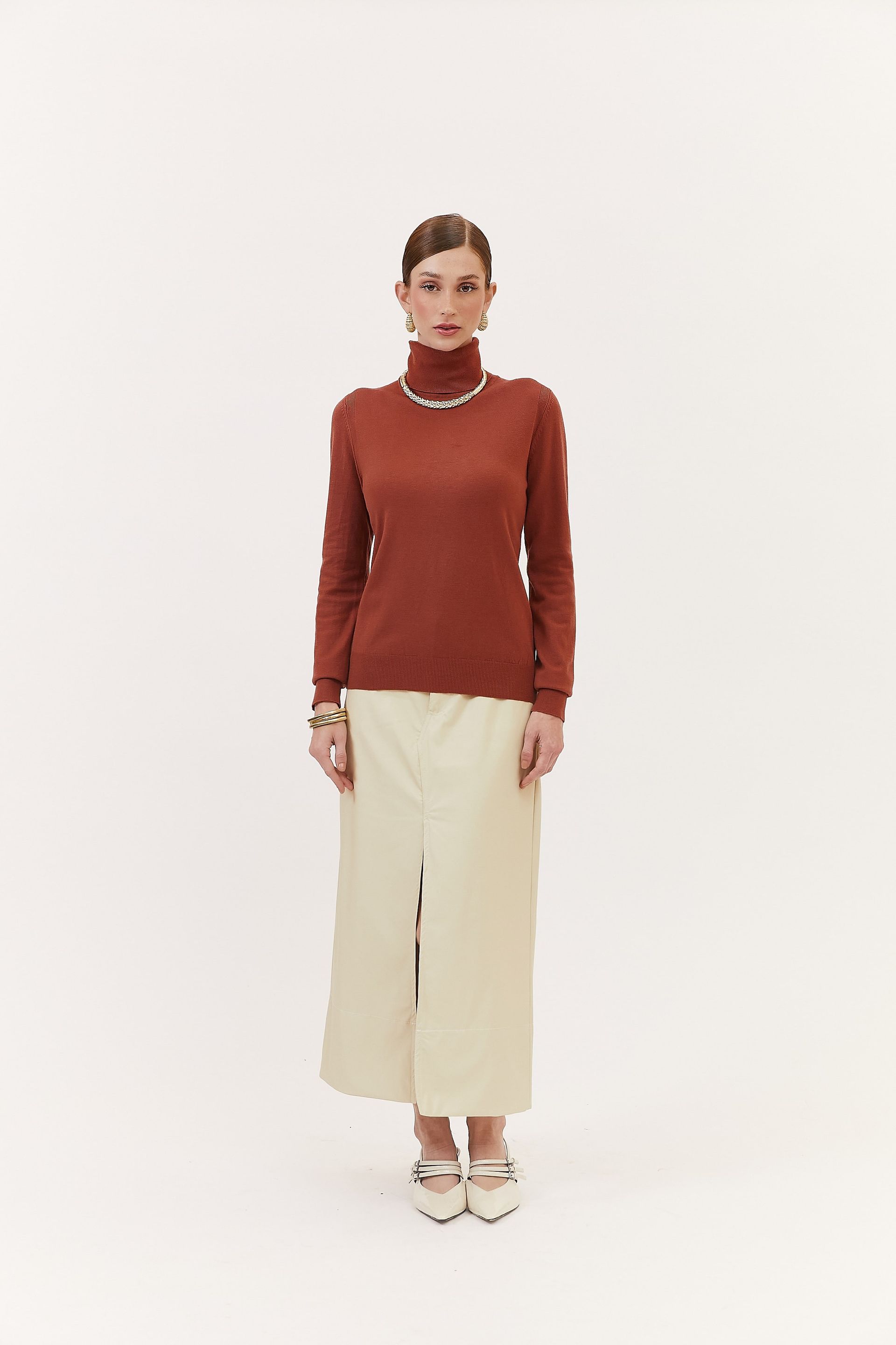 Blusa Tricot Gola Alta Dóris