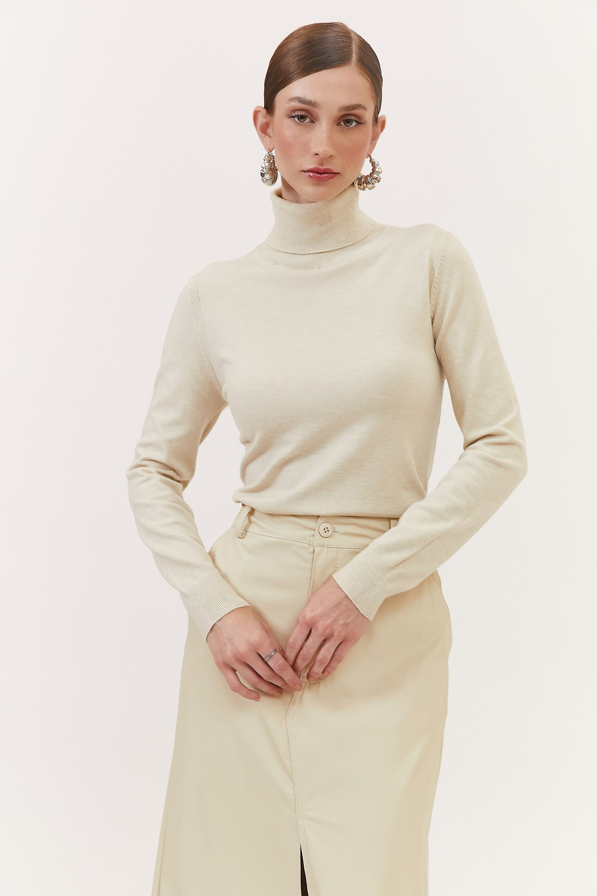 Blusa Tricot Gola Alta Dóris