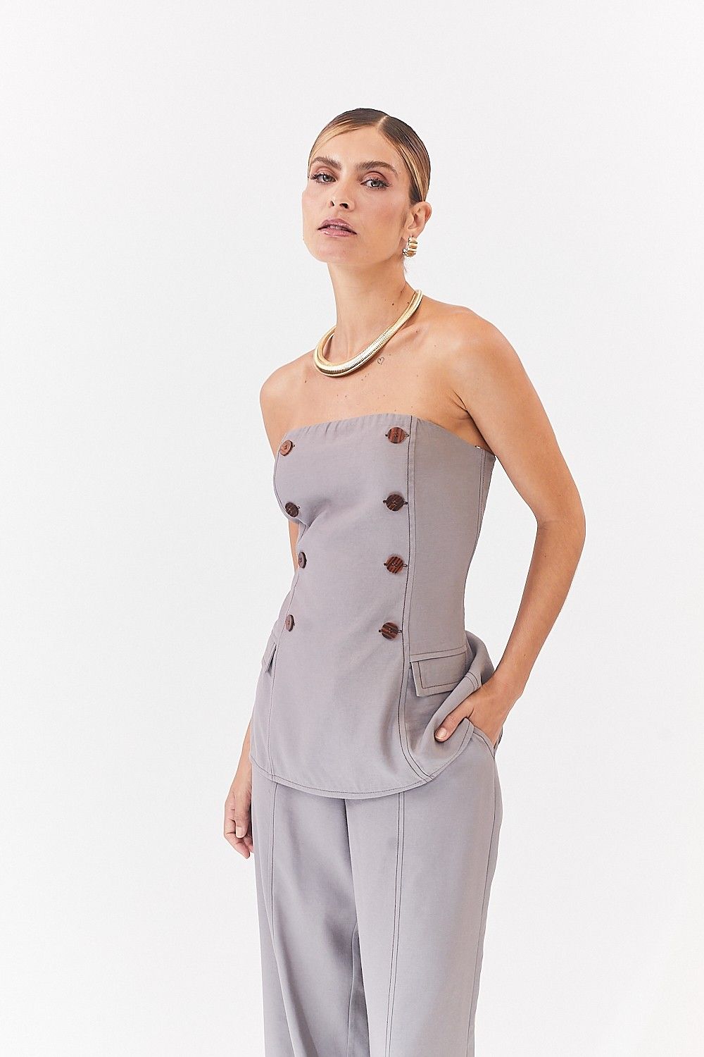 Blusa Alfaiataria Tomara que caia Ulla