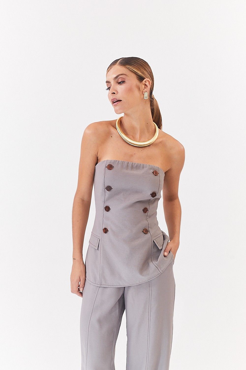 Blusa Alfaiataria Tomara que caia Ulla