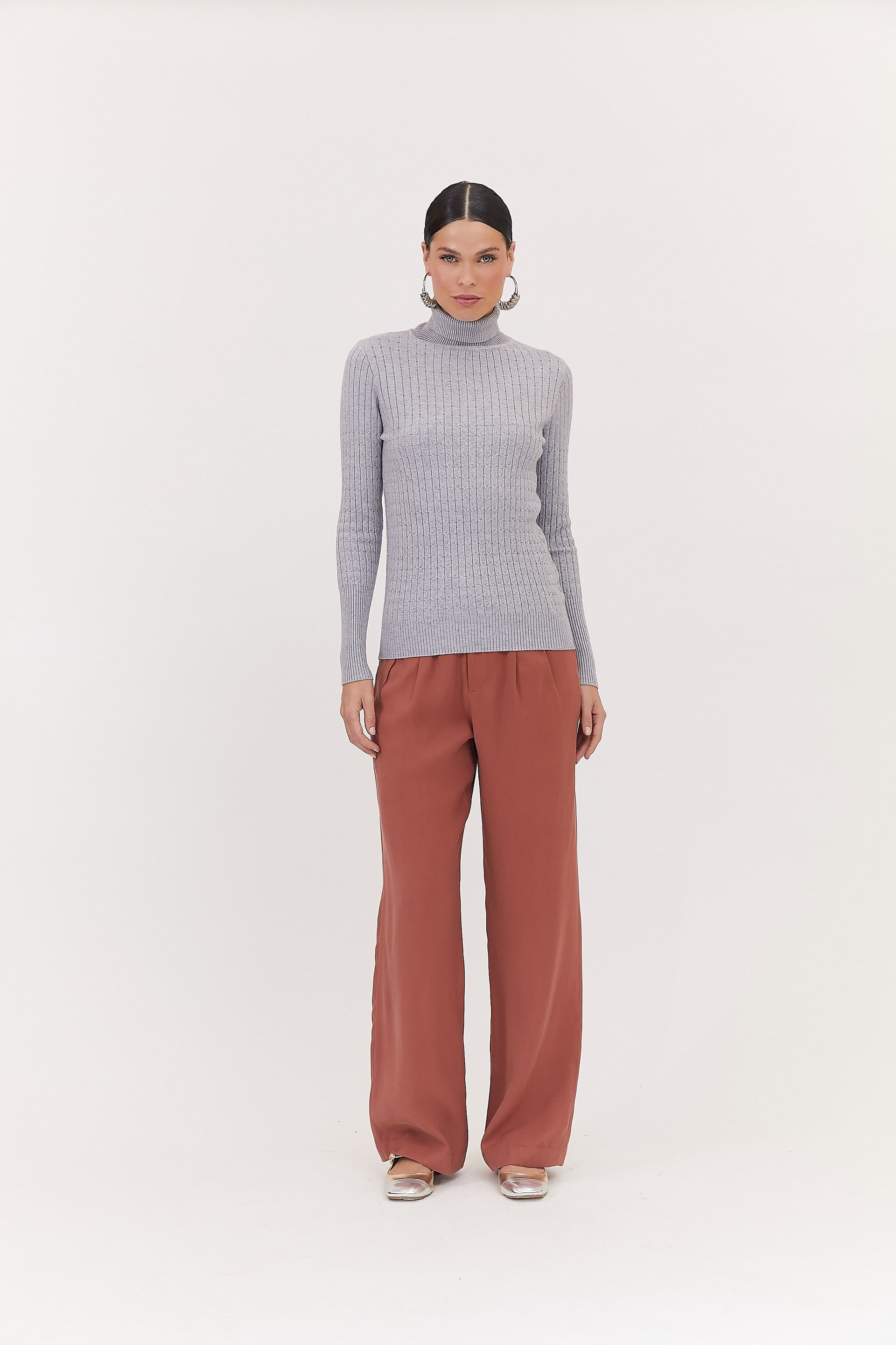Blusa Tricot Gola Alta Geny