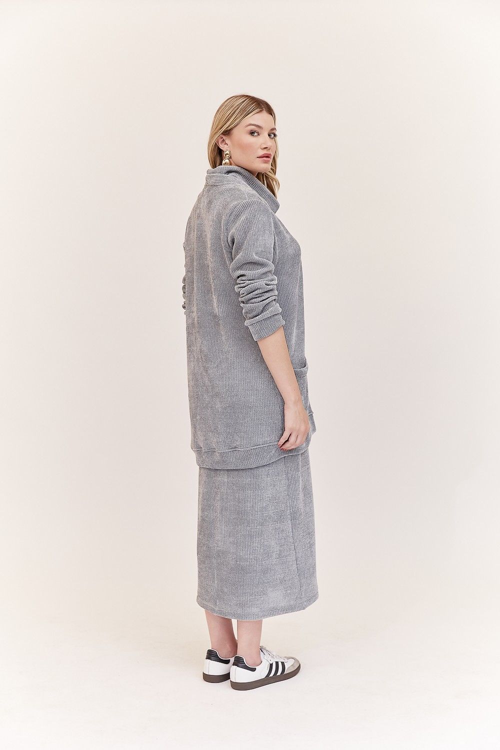Vestido Gola Alta Chenille