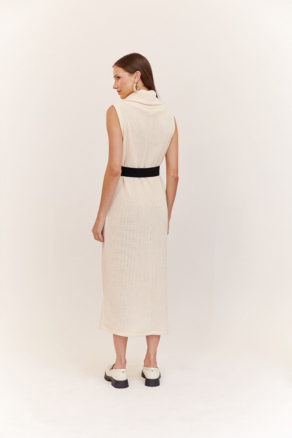 Vestido Gola Alta Chenille