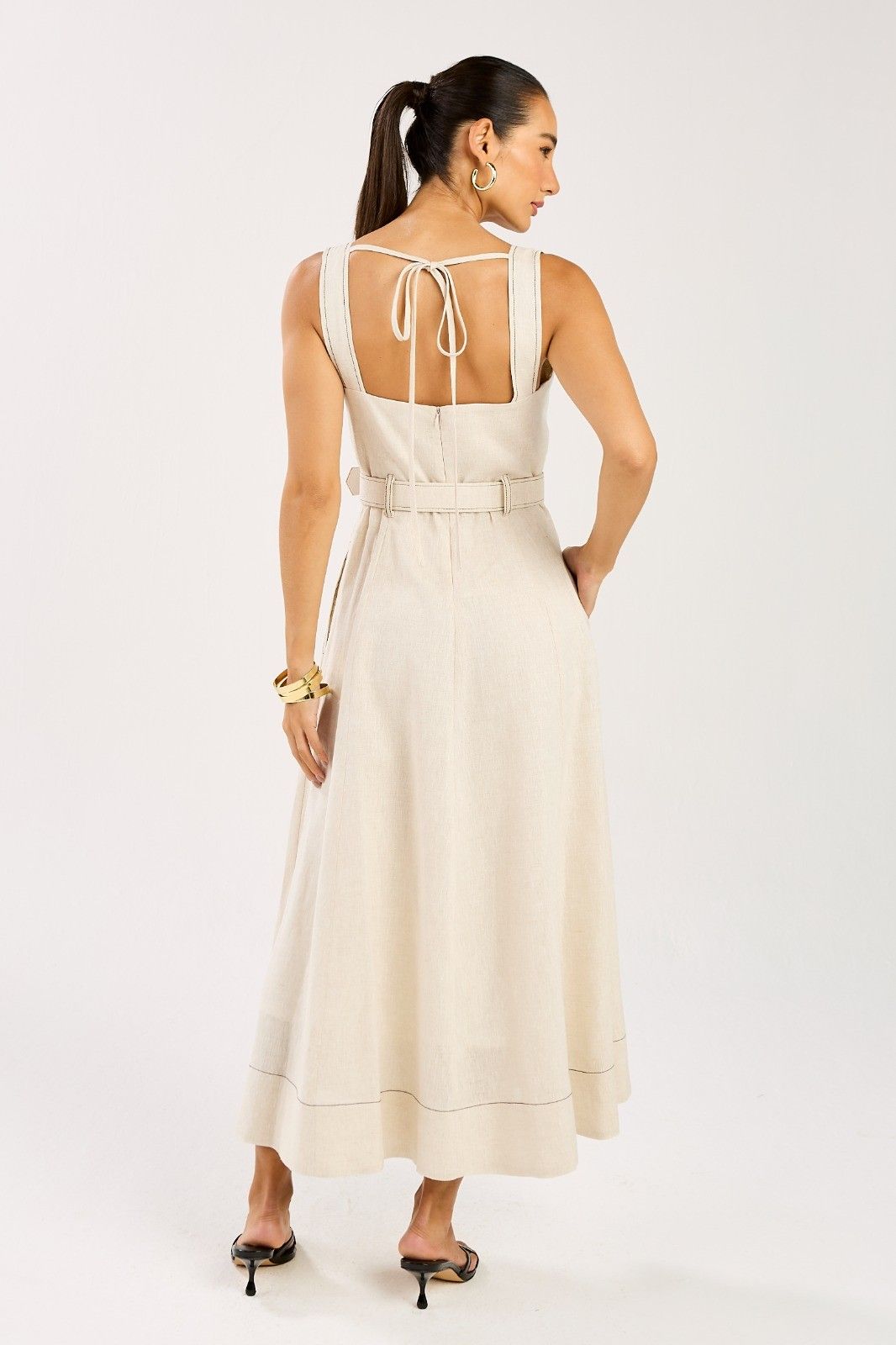 Vestido Linho Pesponto Mona
