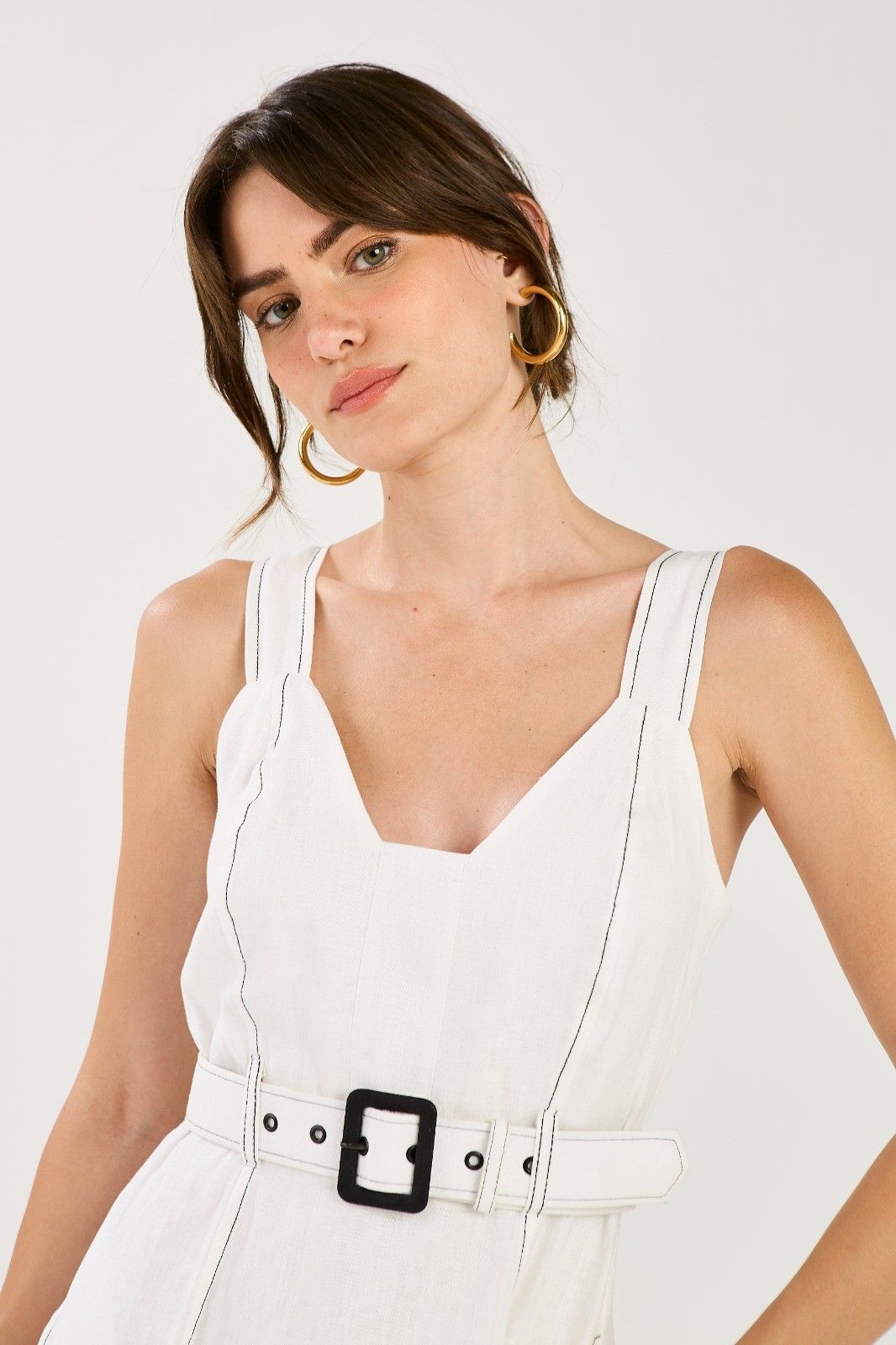 Vestido Linho Pesponto Mona