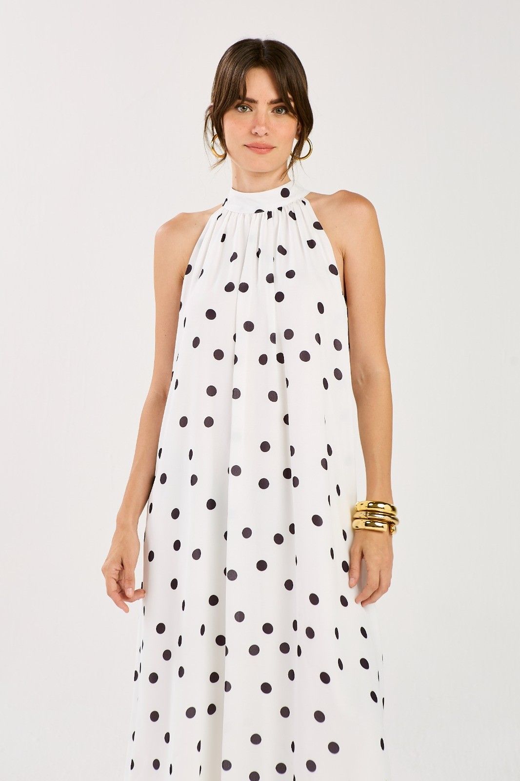 Vestido Midi Amarração Estampa Poá Mavie