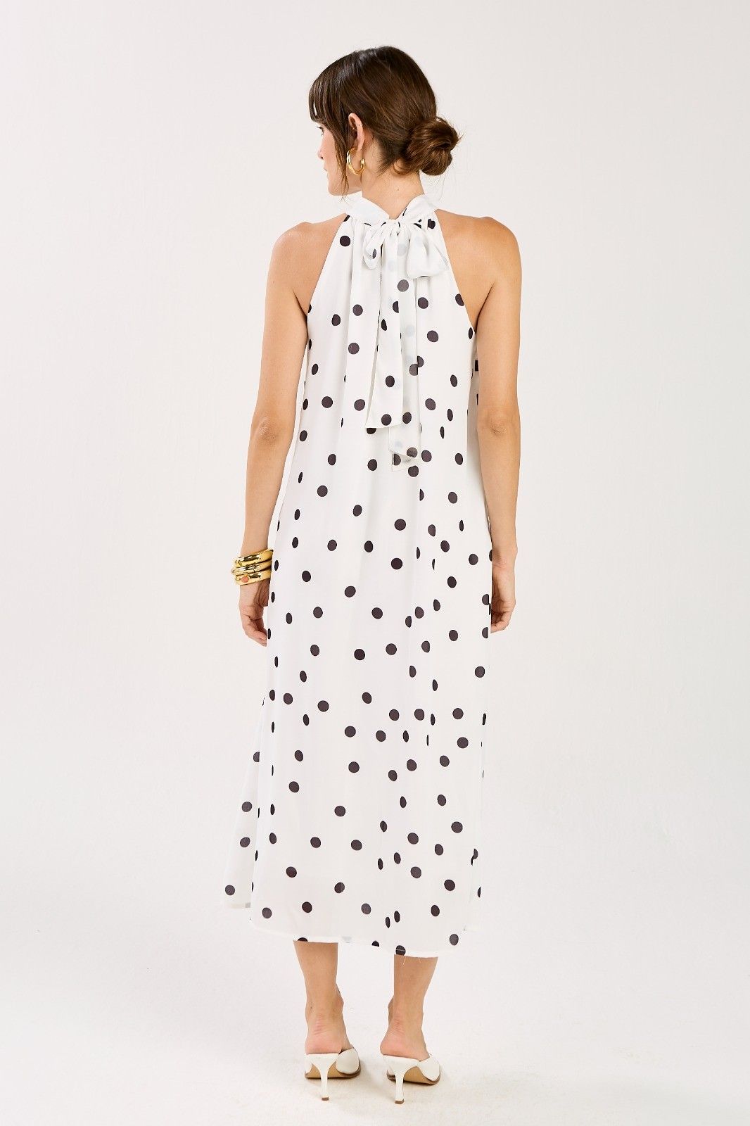 Vestido Midi Amarração Estampa Poá Mavie