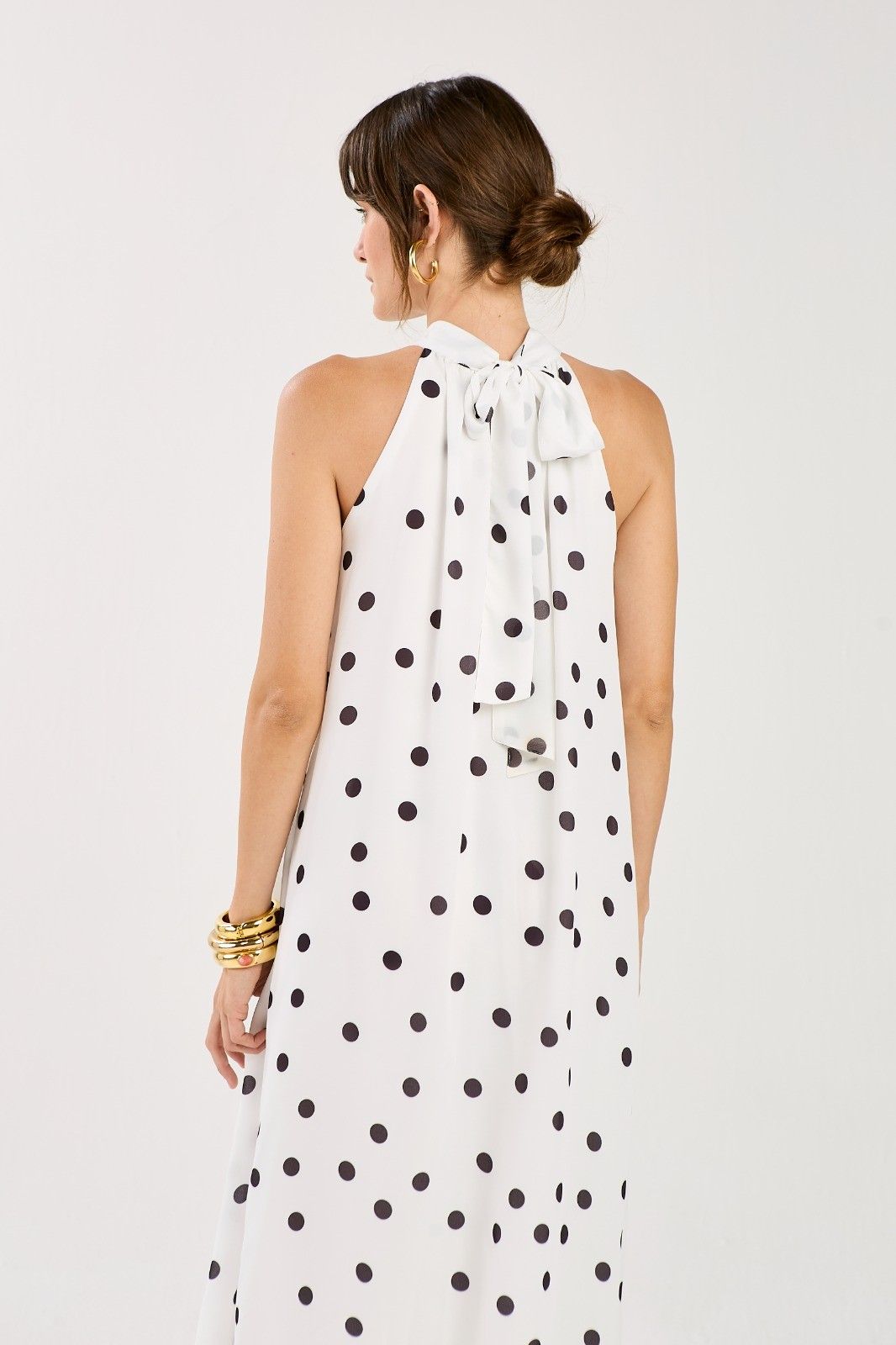 Vestido Midi Amarração Estampa Poá Mavie
