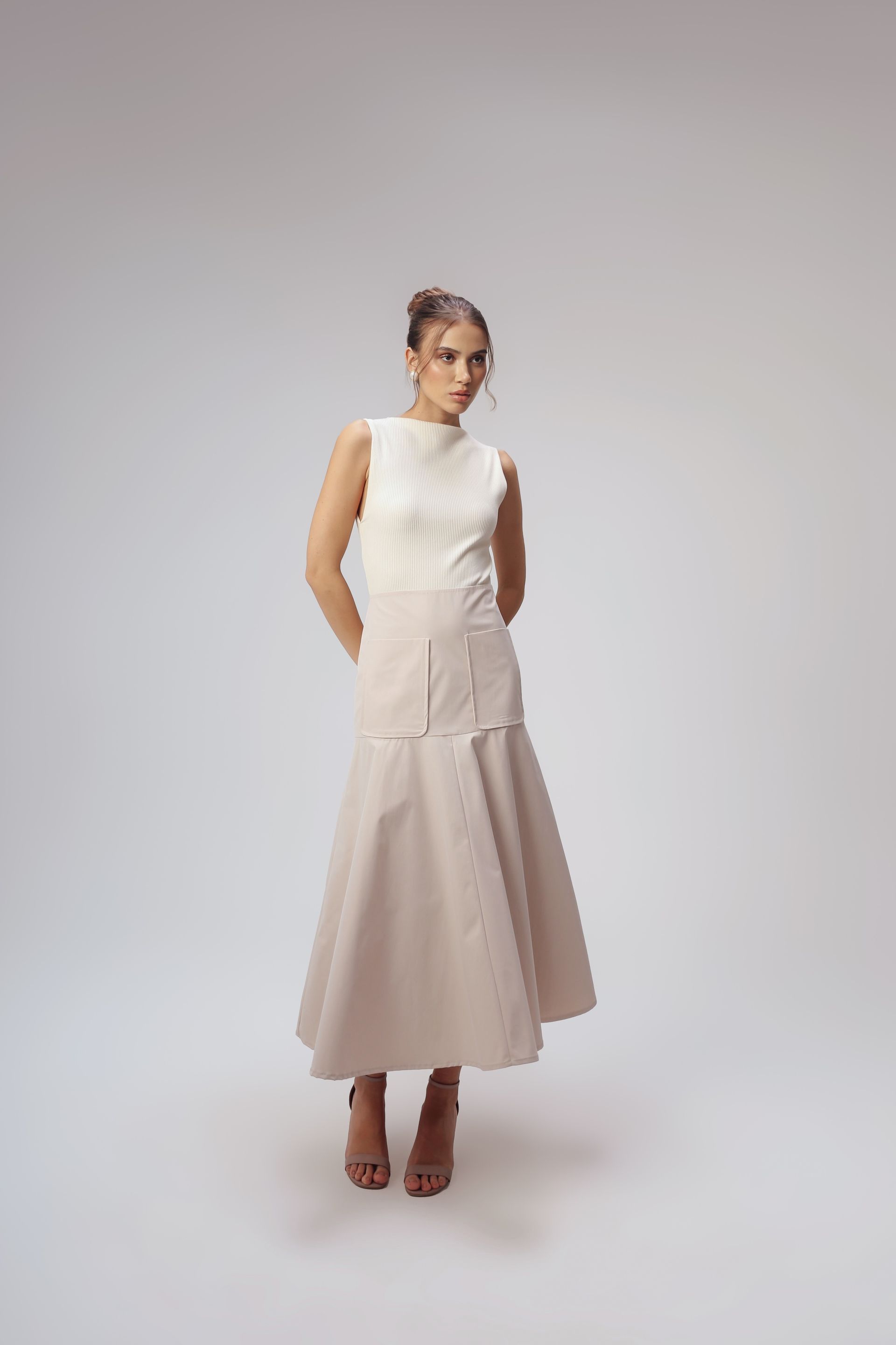 Vestido canelado sem manga Louise