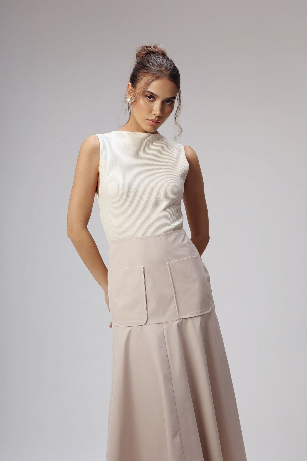Vestido canelado sem manga Louise