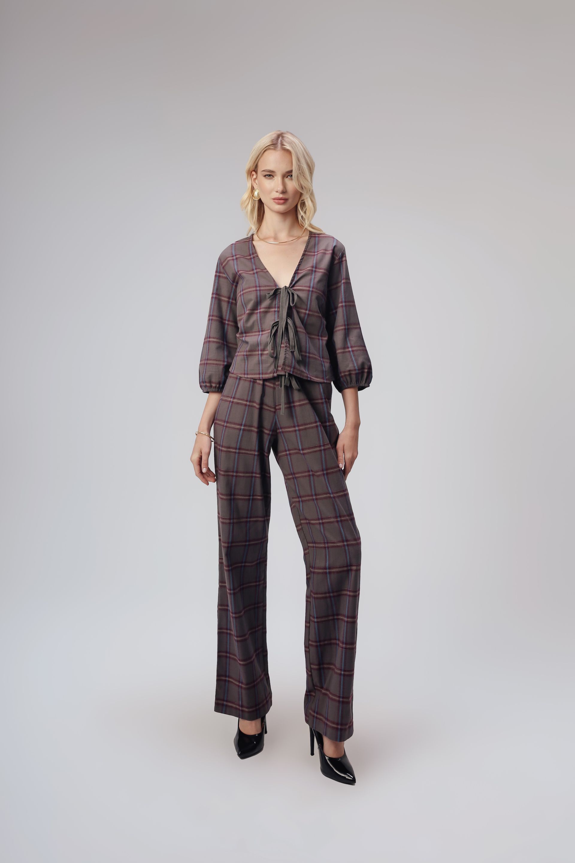 Blusa Feminina Amarração Xadrez Isabelli