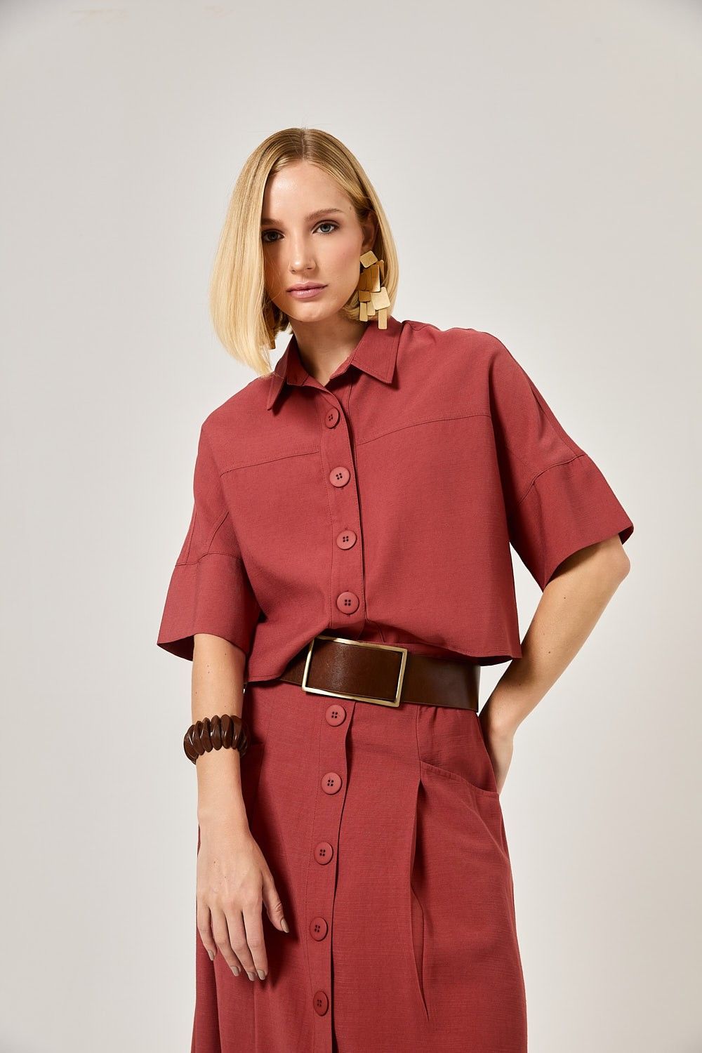 Blusa Cropped Feminina Botões Veronica
