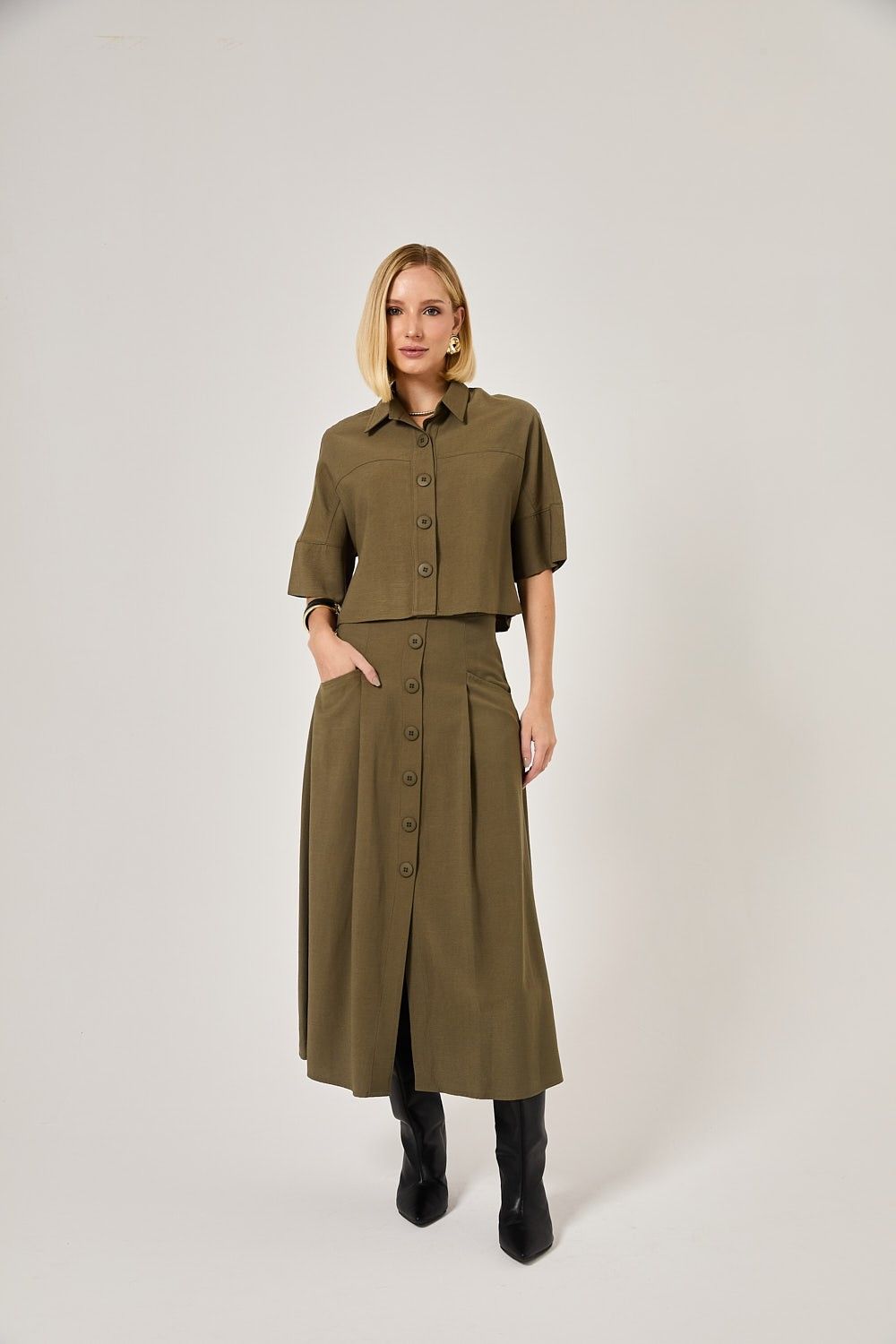 Blusa Cropped Feminina Botões Veronica