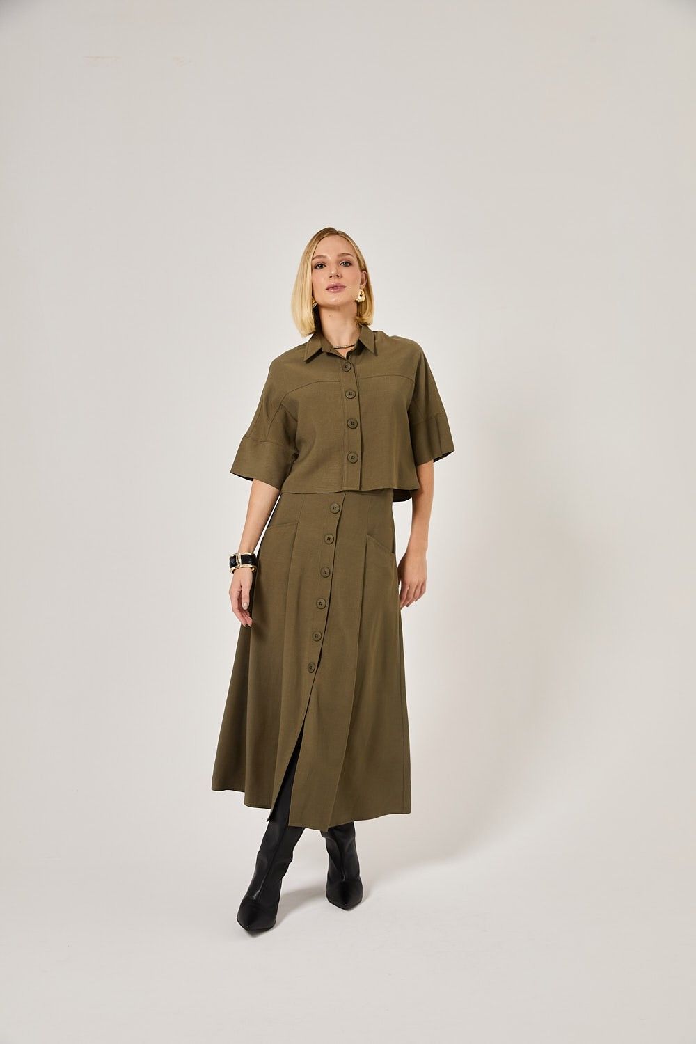 Blusa Cropped Feminina Botões Veronica