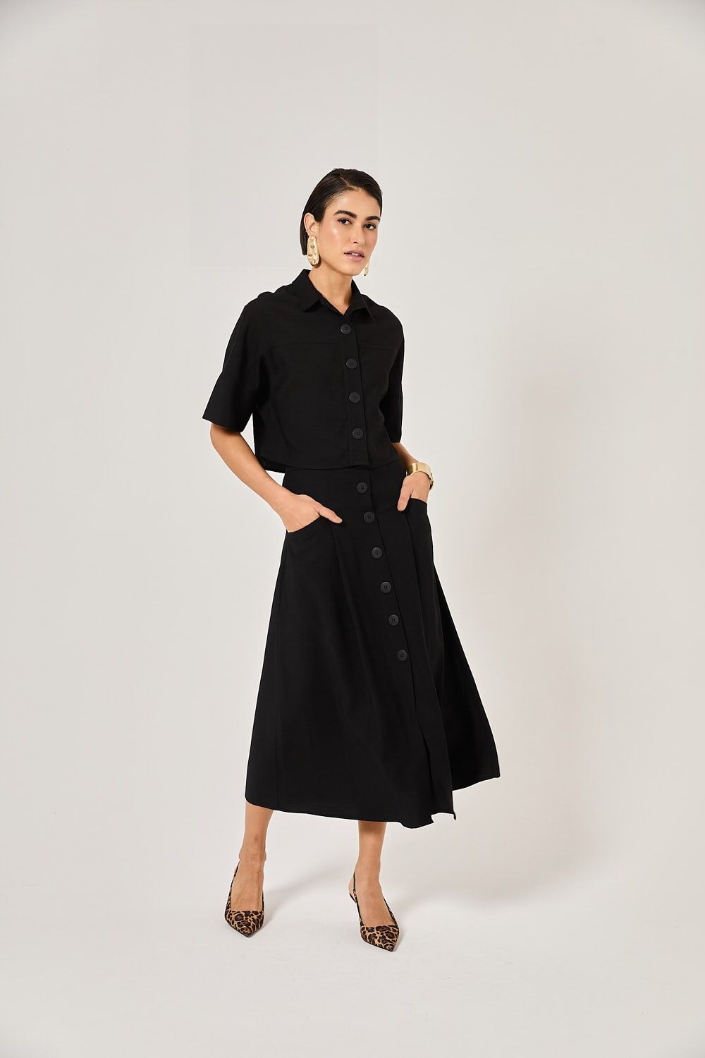 Blusa Cropped Feminina Botões Veronica