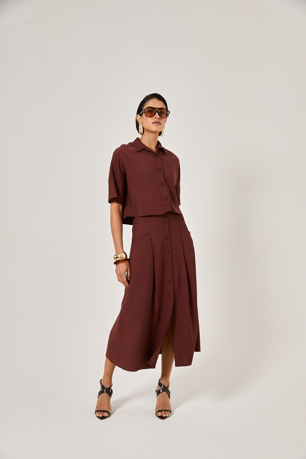 Blusa Cropped Feminina Botões Veronica