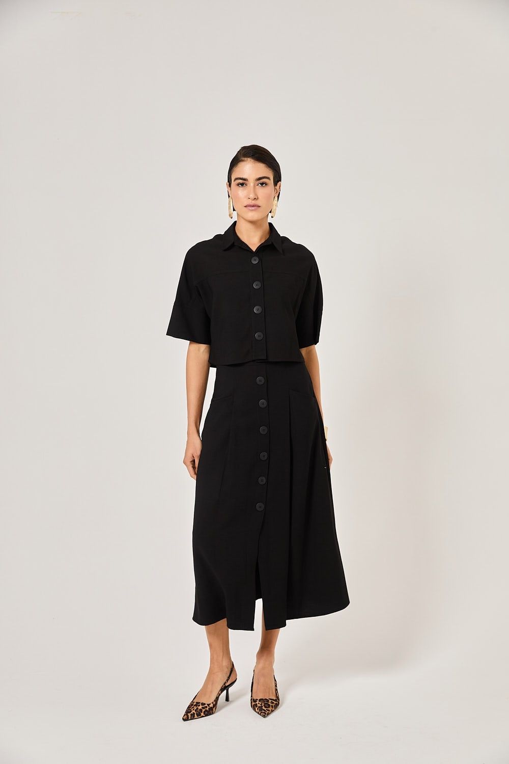 Blusa Cropped Feminina Botões Veronica