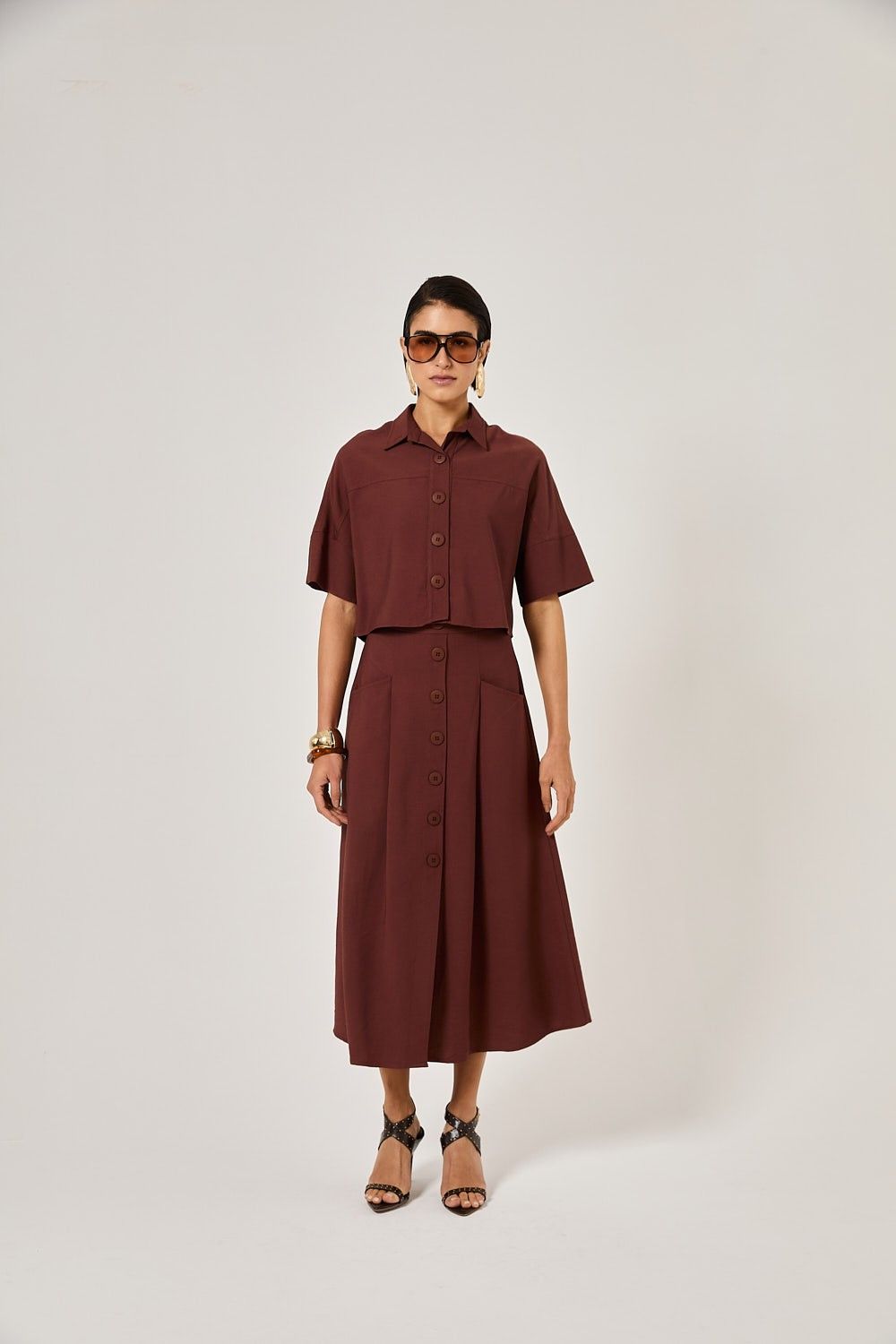 Blusa Cropped Feminina Botões Veronica
