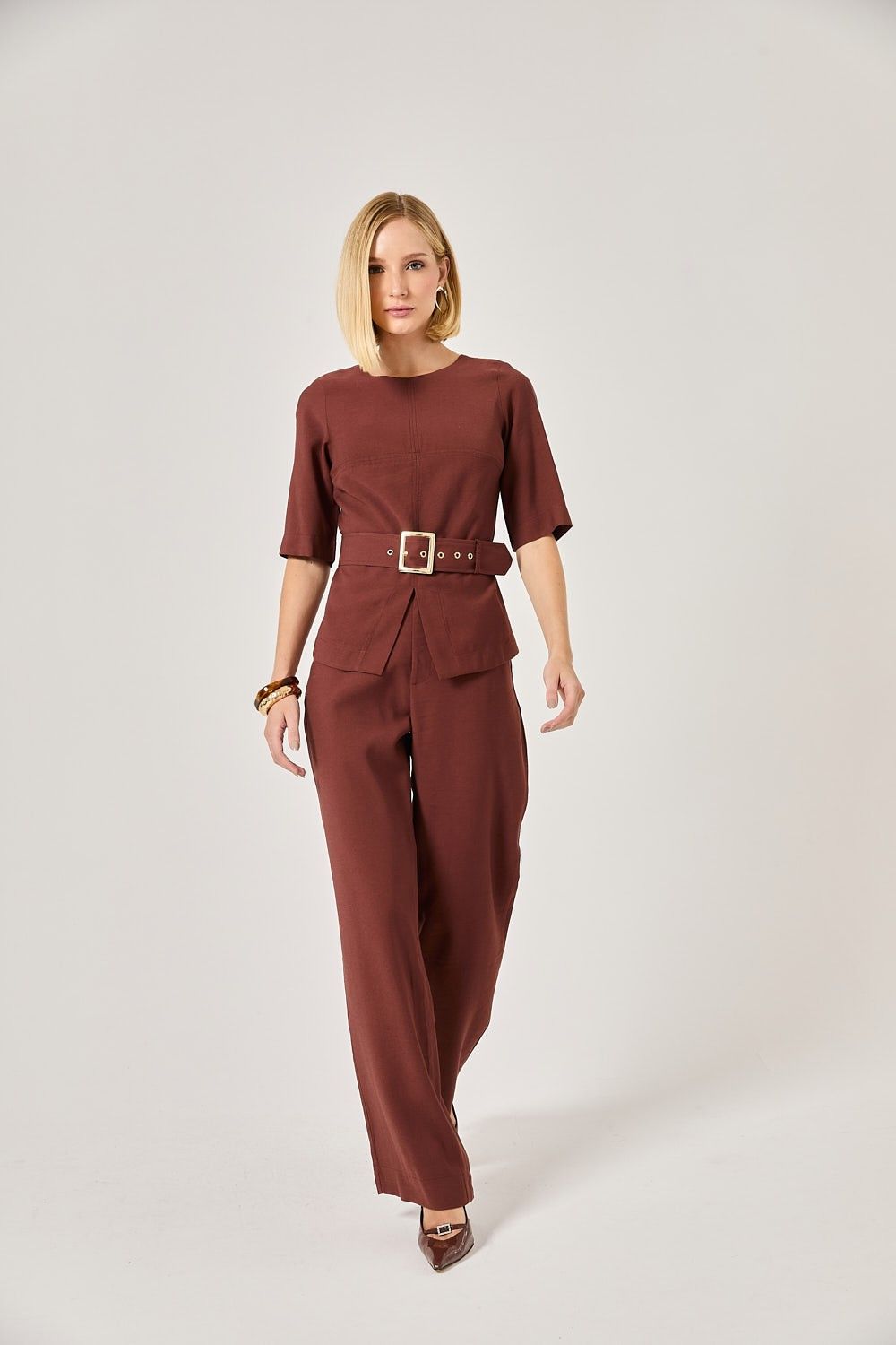 Blusa Feminina Alfaiataria com Cinto Veronica