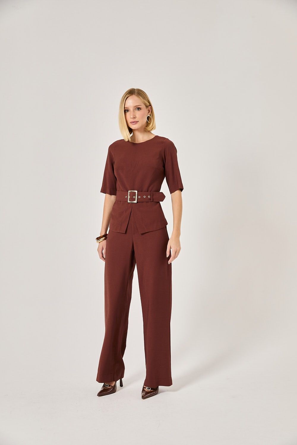 Blusa Feminina Alfaiataria com Cinto Veronica
