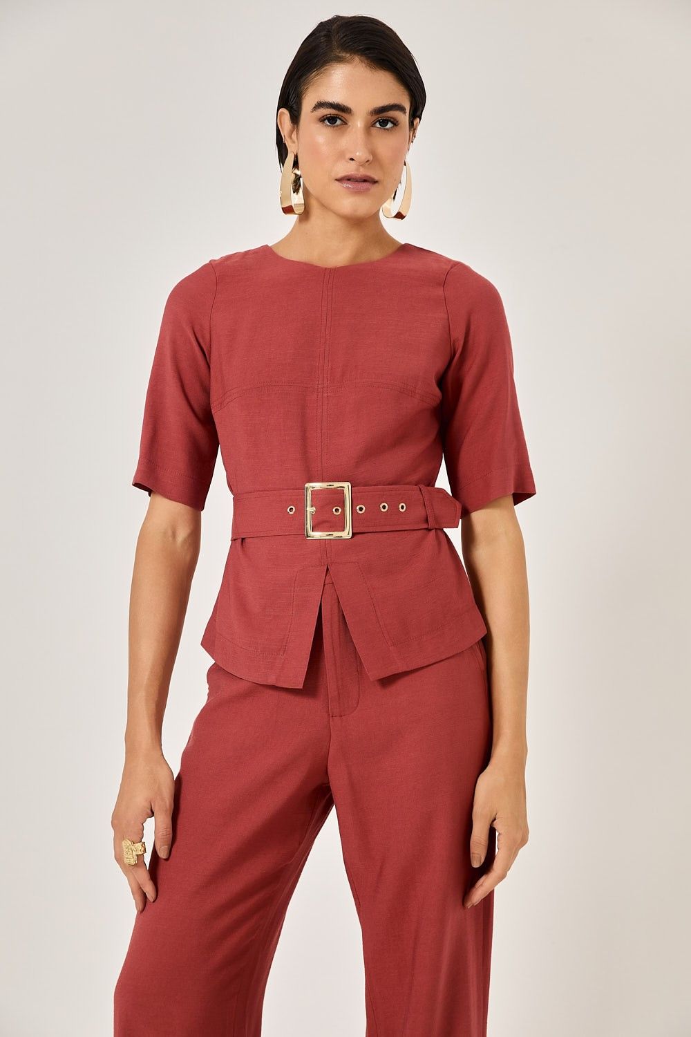 Blusa Feminina Alfaiataria com Cinto Veronica