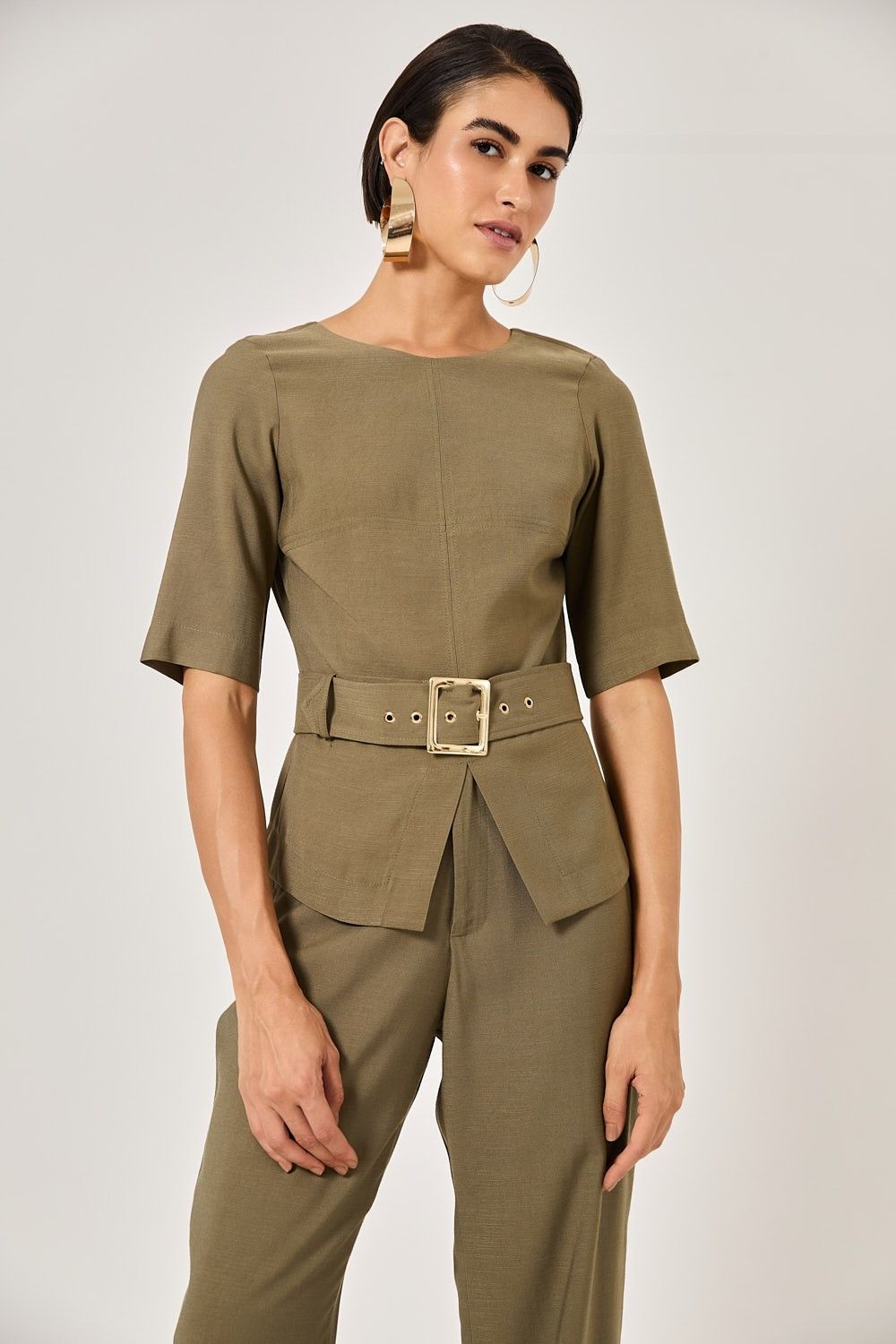 Blusa Feminina Alfaiataria com Cinto Veronica