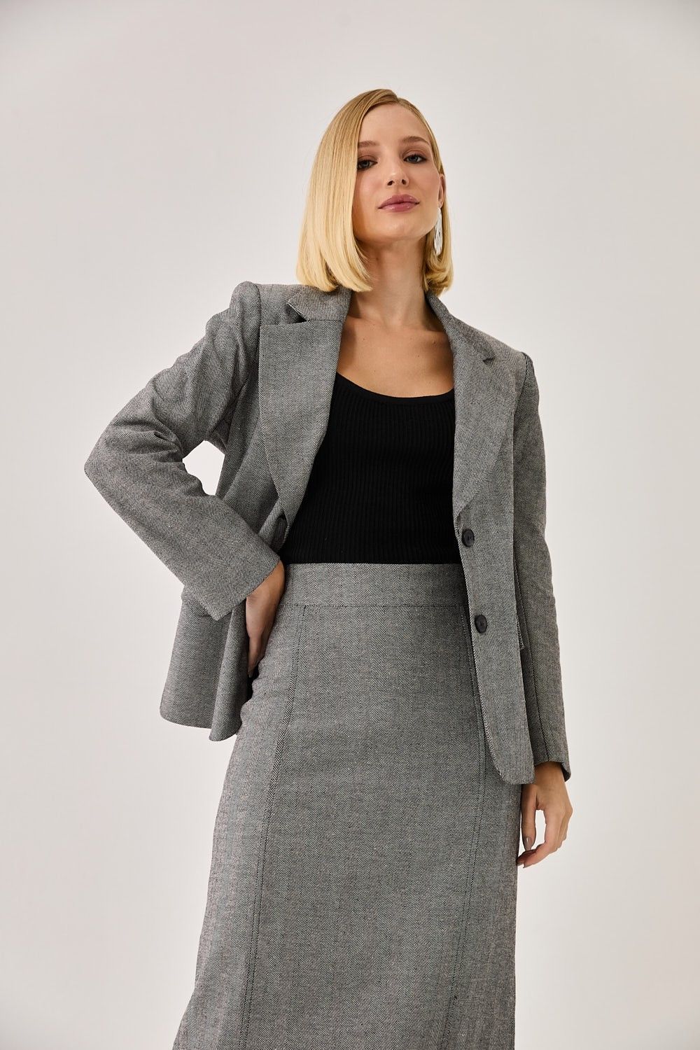 Saia Midi Reta Chevron Taty