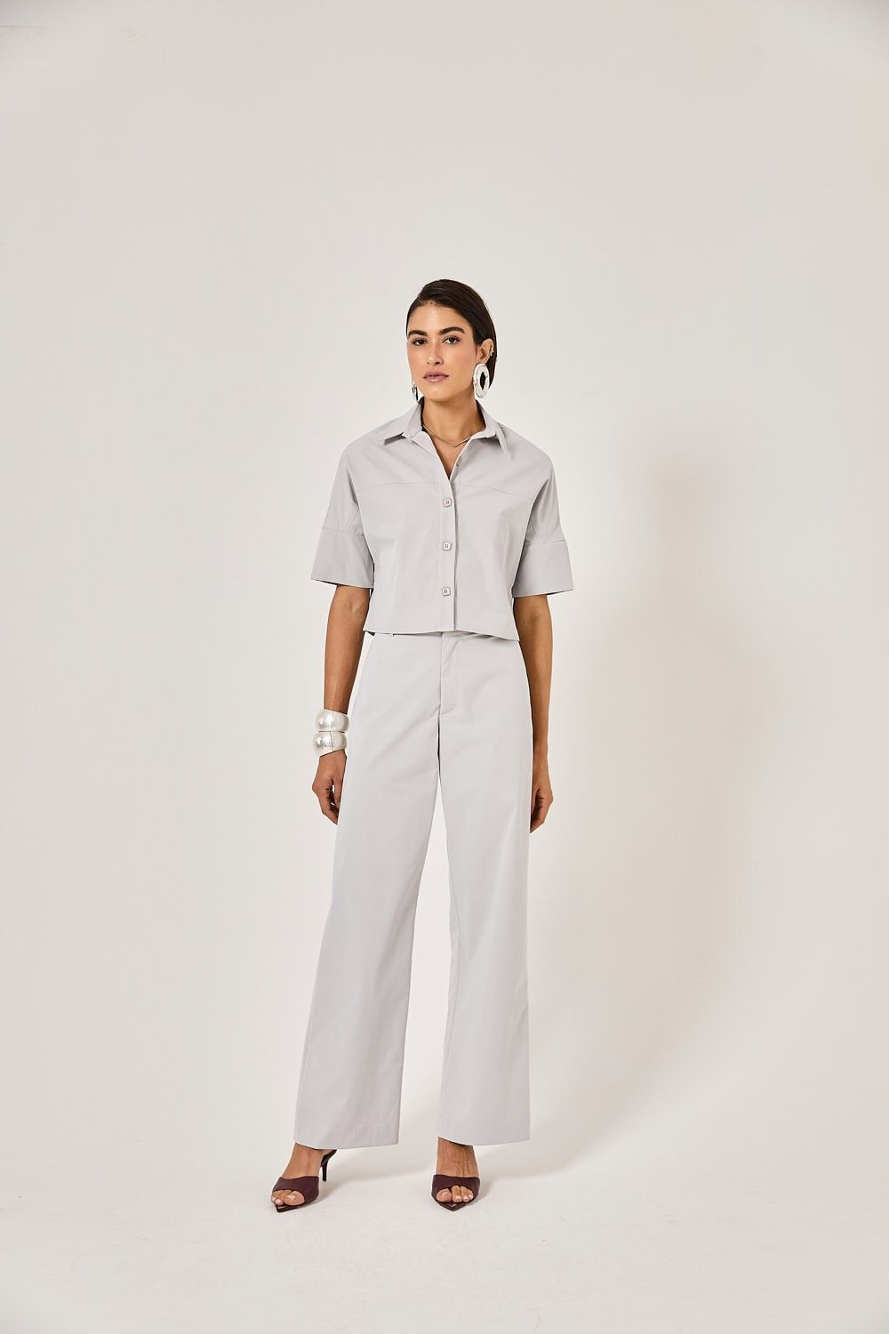 Camisa Cropped Feminina Botões Louise