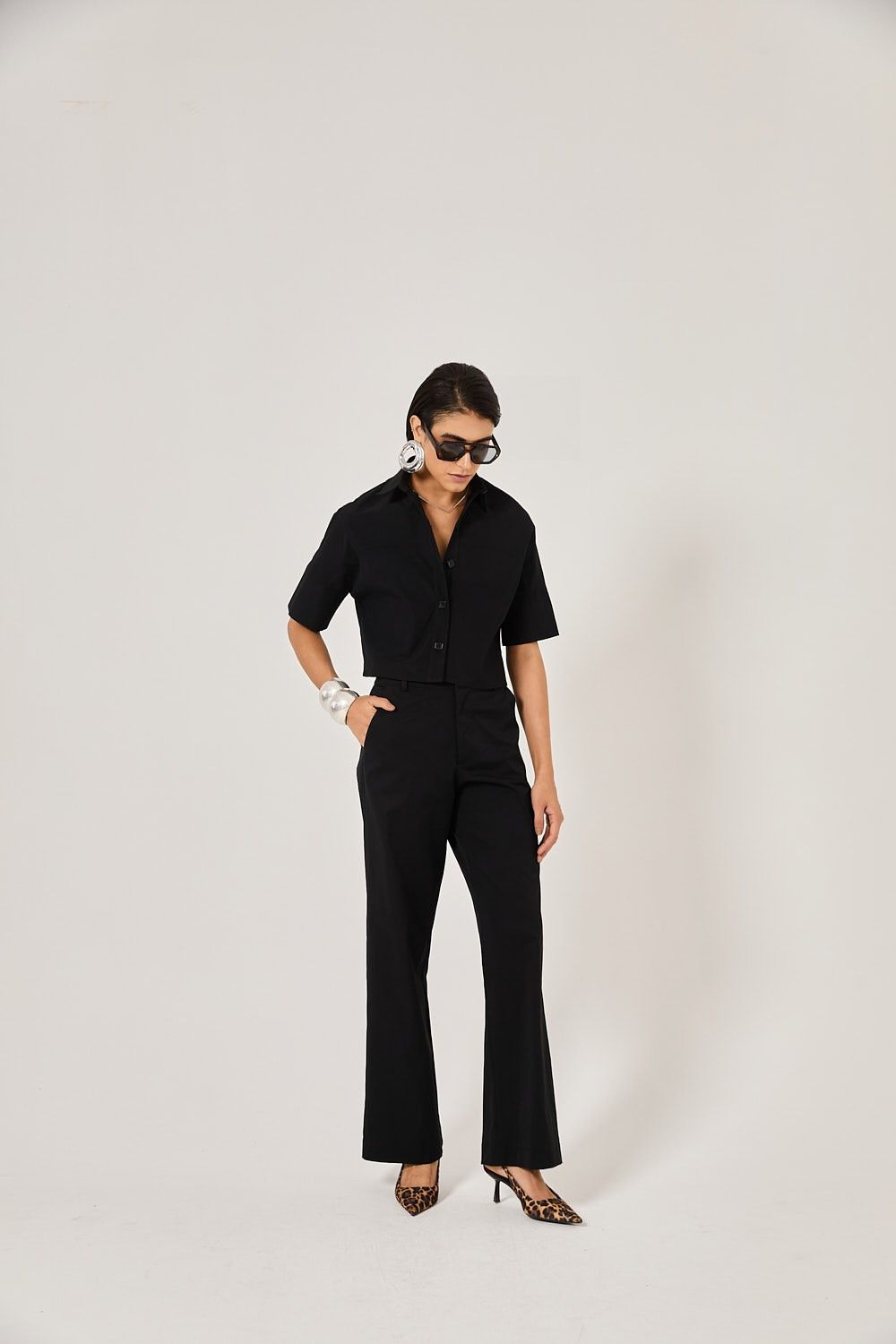 Camisa Cropped Feminina Botões Louise