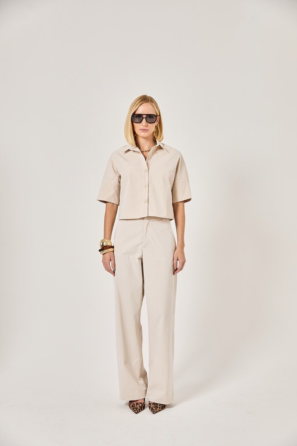 Camisa Cropped Feminina Botões Louise