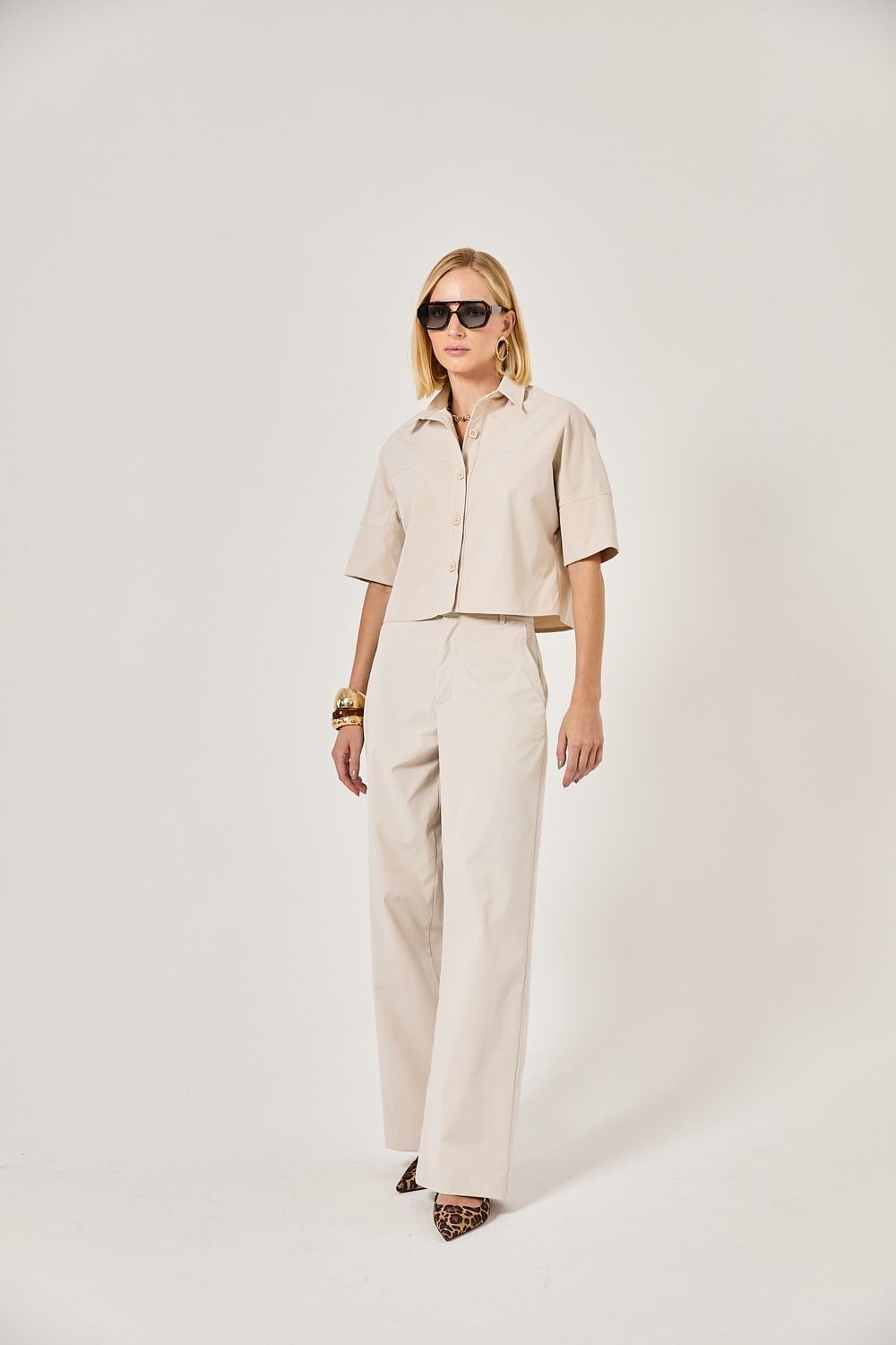 Camisa Cropped Feminina Botões Louise