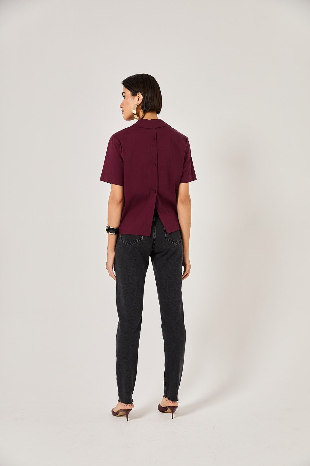Camisa Feminina Manga Curta Tricoline Lily
