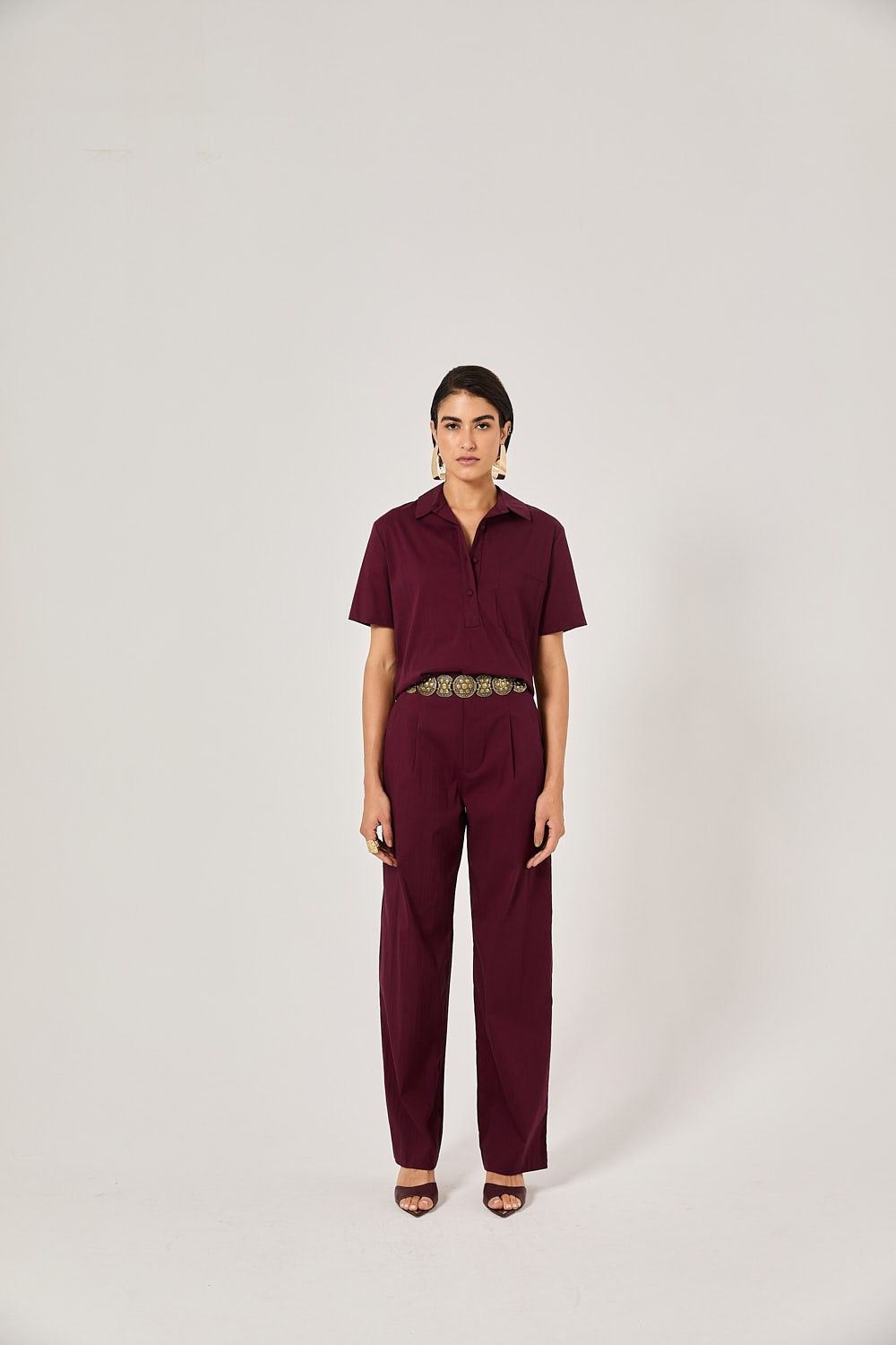 Camisa Feminina Manga Curta Tricoline Lily