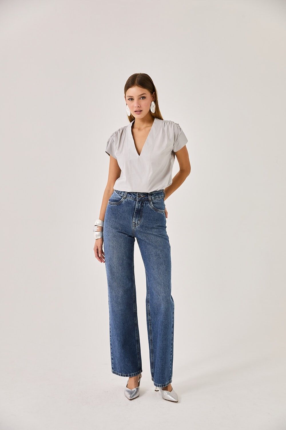 Blusa Feminina Tricoline Franzido Mônaco