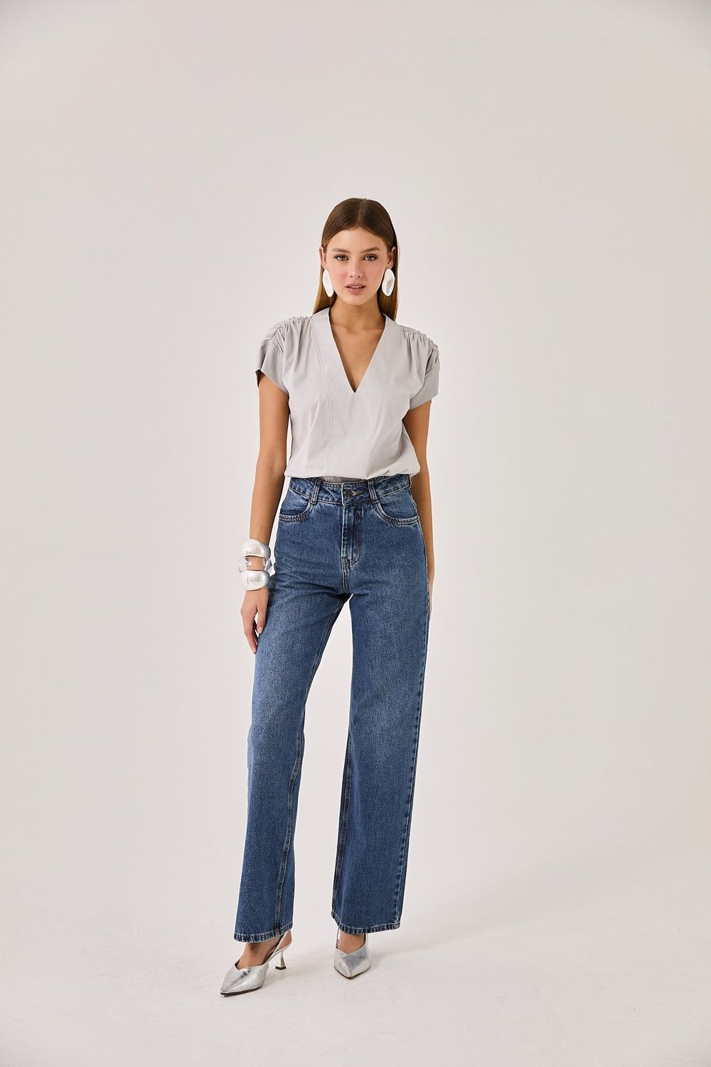 Blusa Feminina Tricoline Franzido Mônaco
